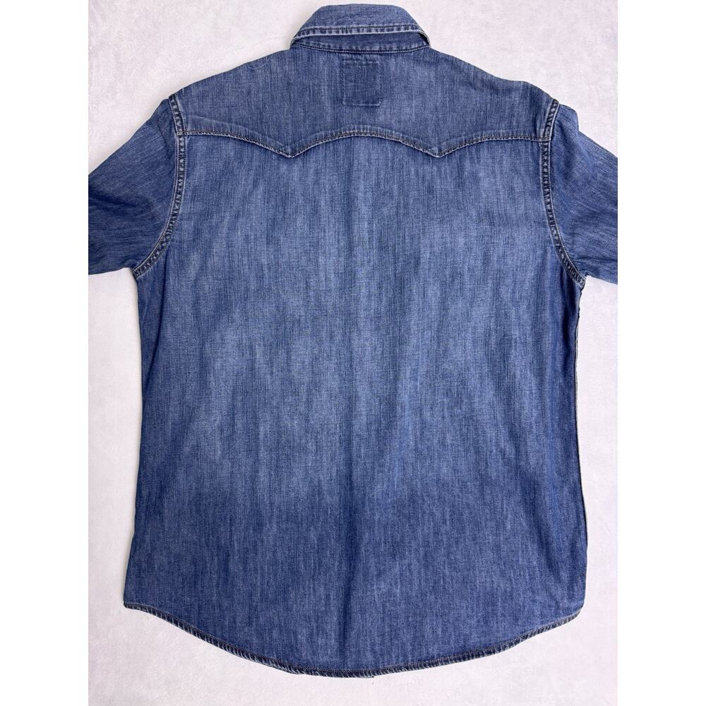 Levi’s Barstow Western Denim Shirt Pearl Snap Medium Wash Cowboy Mens Size L - Picture 8 of 9